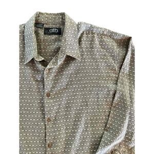 Light Brown Textured Long Sleeve Patterned Mens Dress Shirt Size Large Unique